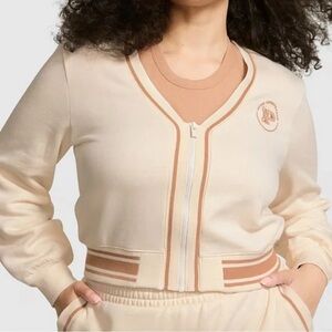 NWT PINK IVY FLEECE Front-Zip Cardigan. Tan L